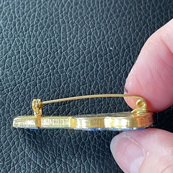 Vintage Italian Micro Mosaic Guitar Brooch Pin Gold Tone 1.75 in Signed Italy - Picture 4 of 8